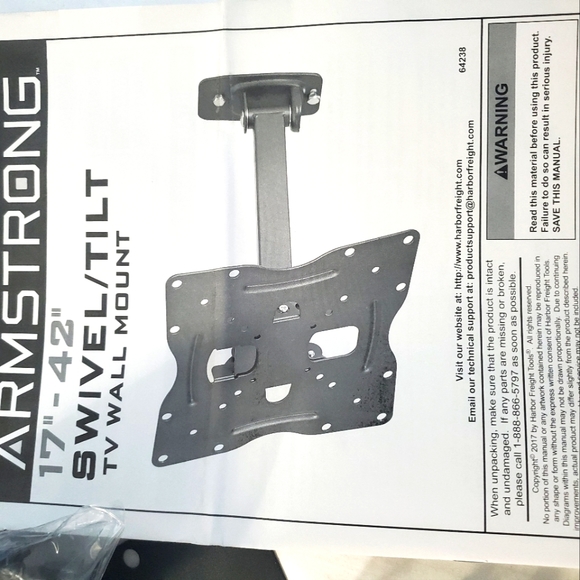 : NIB 17"- 42" Swivel / Tilt TV Wall Mount Armstrong Up to 66 lbs - Picture 11 of 12